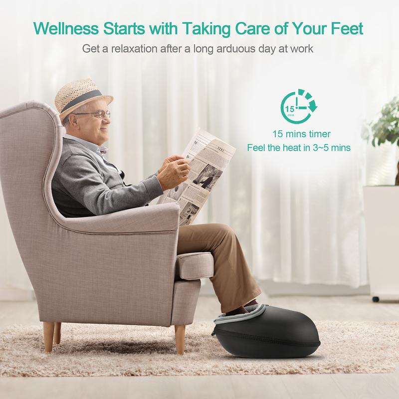 Foot Massager with Heat, Deep Kneading Massage Machine, Delivers Relief for Tired Muscles and Plantar Relaxing Comfort