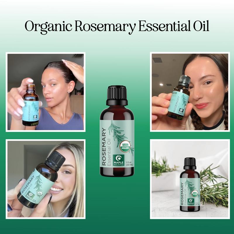 Maple Holistics USDA Organic Rosemary Essential Oil for Hair, Skin, DIY and more rosemary hair Haircare Hydrating rosemary hairtreatment