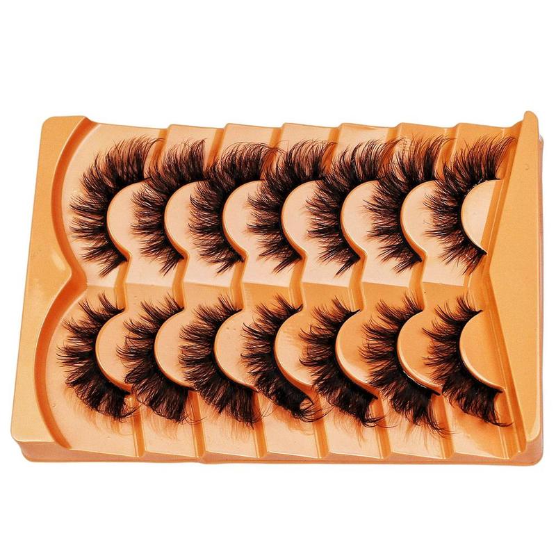 3D Fluffy False Eyelashes, 7 Pairs Wispy Soft Cluster Lashes, Natural Curling Eye Makeup Strip Lashes, Full Volume Eyelash for Lashes Extensions