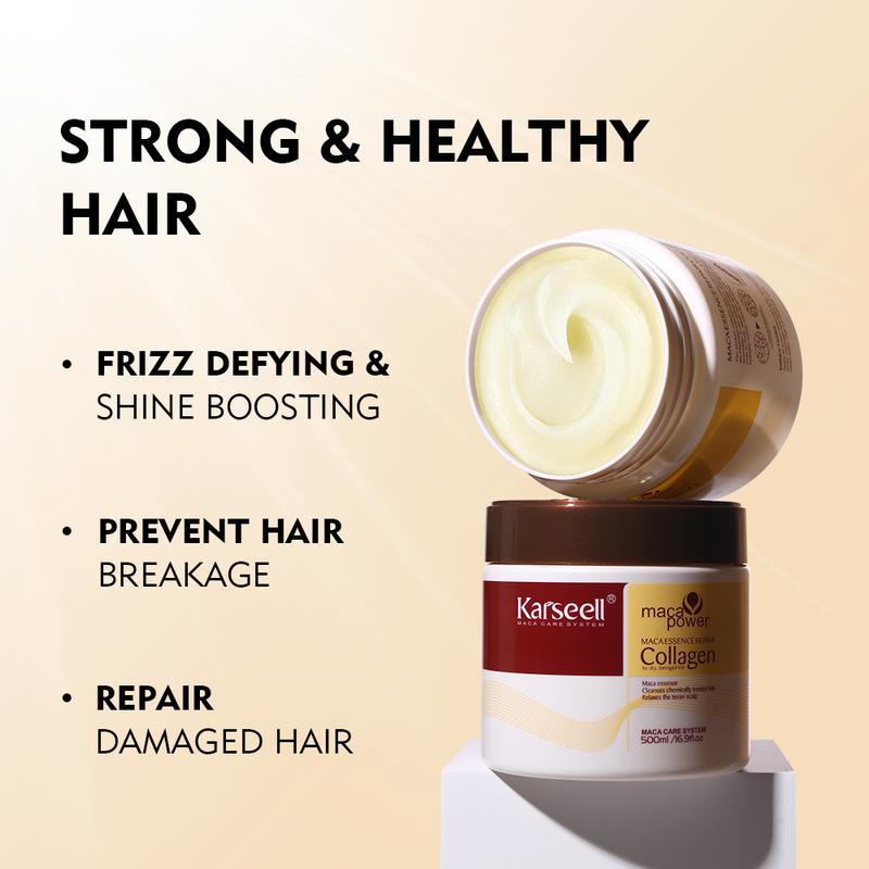 Karseell Collagen Hair Care Deep Repair Conditioning Smoothing and Shining Argan Oil Collagen Hair Mask Serum for All Hair Types 16.90 oz 500 ml