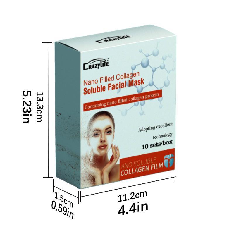 Hydrating Collagen Soluble Facial Mask, 10pcs set Nourishing Facial Mask, Moisturizing Facial Mask, Facial Skin Care Mask, Face Mask for Women & Men