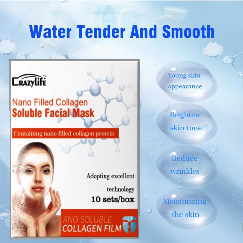 Hydrating Collagen Soluble Facial Mask, 10pcs set Nourishing Facial Mask, Moisturizing Facial Mask, Facial Skin Care Mask, Face Mask for Women & Men