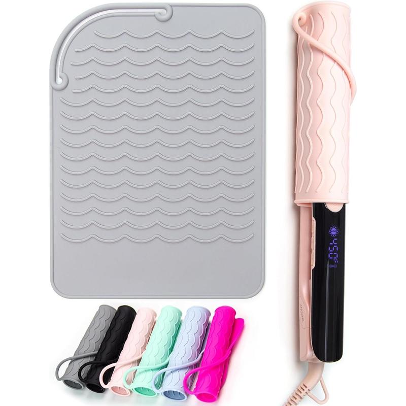 Silicone Heat Mat for Hair Tools - Flat Iron and Curling Iron Pad, Heat-Resistant Travel Case, 9