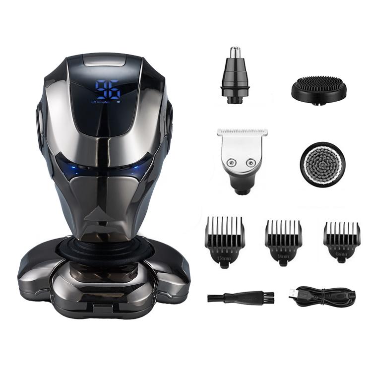 9-head shaver, smooth shave, washable and wet, 5-in-1 men's baldness clipper, suitable for hair, nose hair, sideburns, face, IPX6 waterproof, new upgraded shaver, digital screen displays power, easy to carry, 9D razor, detachable blade Comfort