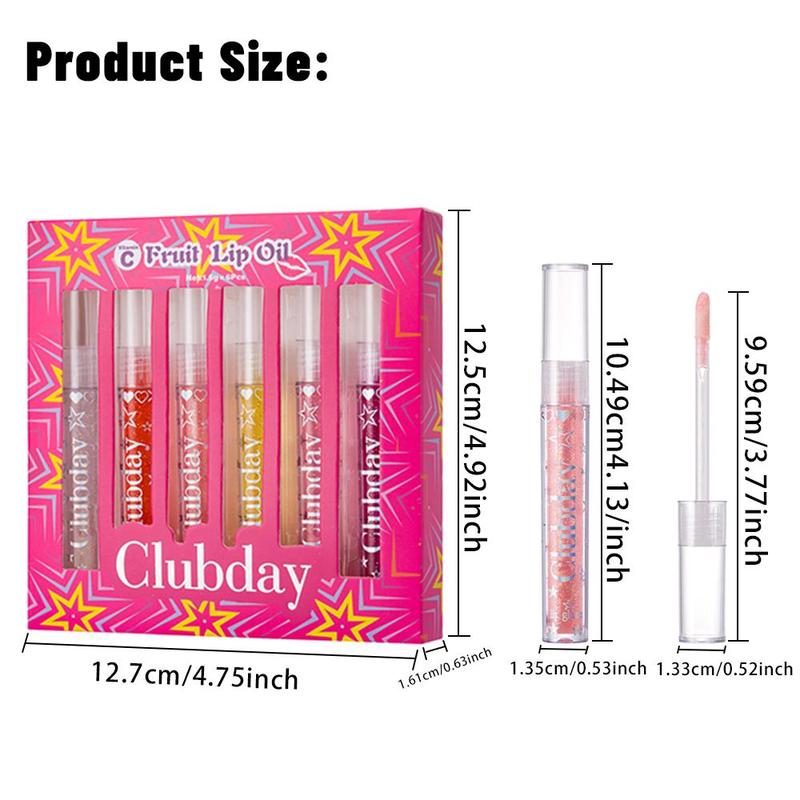 Glitter Lip Gloss Set, 6 Counts set Moisturizing Lip Gloss, Glossy Lip Glaze, Plumping Lip Oil for Girls & Women