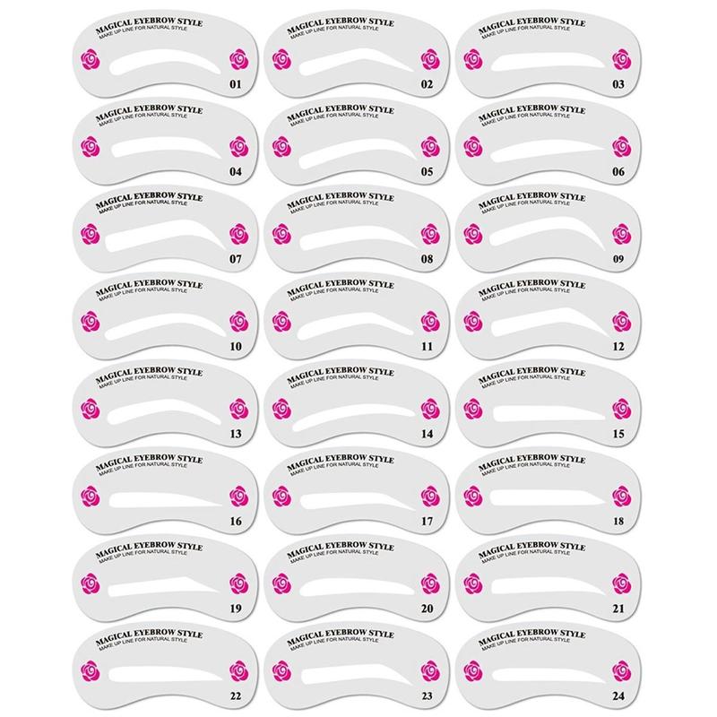 24pcs Mixed Style Reusable Eyebrow Stencils, Eyebrow Templates, Eyebrow Shaping Template Stencils, Professional Makeup Tools For Beginners & Professionals Alike, Christmas Gift