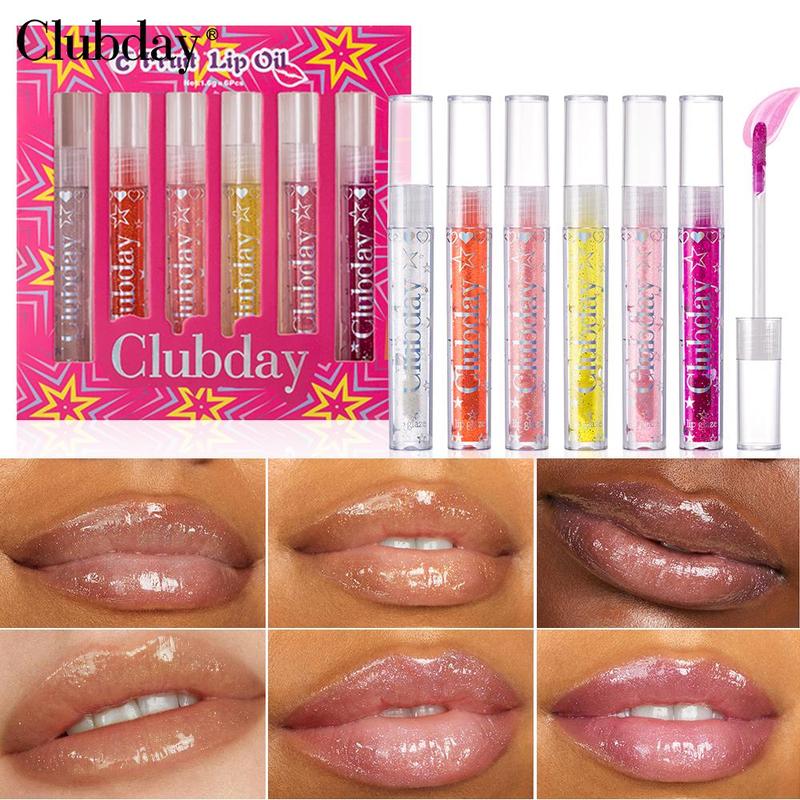 Glitter Lip Gloss Set, 6 Counts set Moisturizing Lip Gloss, Glossy Lip Glaze, Plumping Lip Oil for Girls & Women