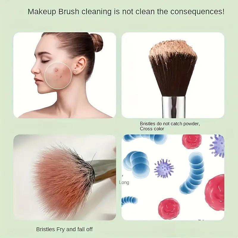 3-in-1 Makeup Brush Cleaner Set, 1 Box Automatic Rotating Makeup Brush Cleaning Machine, Portable Makeup Brush Cleaning Tool for Home & Travel