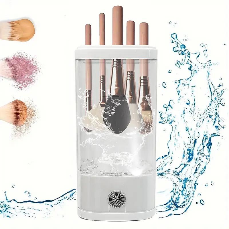 3-in-1 Makeup Brush Cleaner Set, 1 Box Automatic Rotating Makeup Brush Cleaning Machine, Portable Makeup Brush Cleaning Tool for Home & Travel