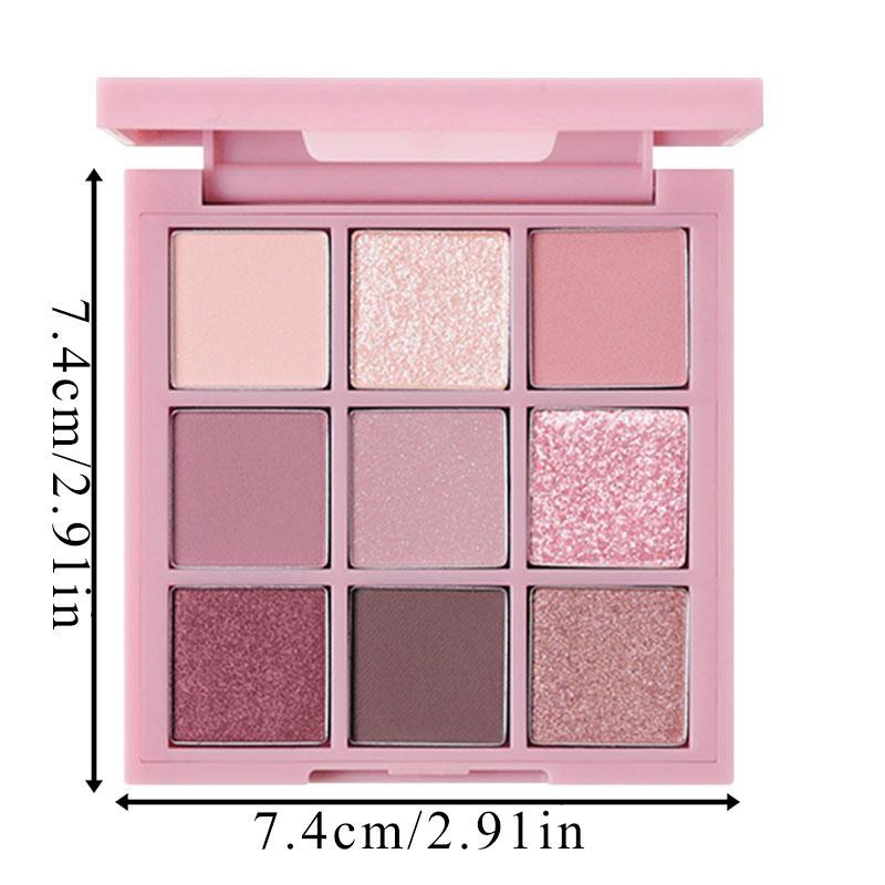 9-color Glitter & Matte Long-lasting Eyeshadow Palette Blush Palette with Smooth Powder, Gentle Color for Daily Make-up, Gifts for Girls Women Girl Friend