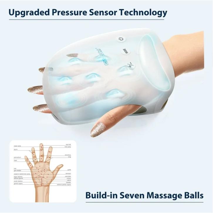 CINCOM Cordless Hand Massager with Heat & 7 Massage Balls, Gift for Hand Massage for Pain Relief and Finger Numbness Relief