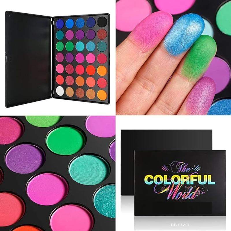 Rainbow Eyeshadow Palette, Professional 35 Bright Colors Matte Shimmer Makeup Palette, Highly Pigmented & Waterproof - Gentle, Compact