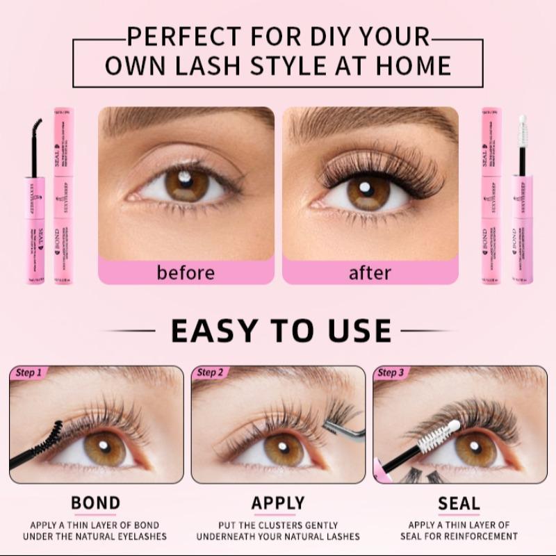 Eyelash Bond & Seal & Glue Remover & Tweezers Kit, 3 Counts set Waterproof Long Lasting Eyelash Extension Kit, Makeup Products, Eye Makeup Tool for Women