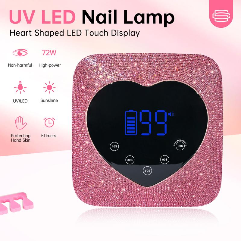 CHRISTINE SHELLY UV LED Nail Lamp 72W with 5 Timer Settings for Quick Drying Curing of Nail Art and Nail Care，Nail Dryer Gel Polish Light Lamp Pink with Display Auto Sensor for Salon & Home uv lamp