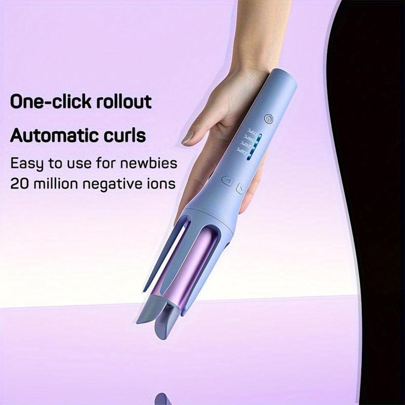 Rotating curling iron, double ceramic, with 4 temperatures automatic curling iron for long hair, automatic curling iron with ceramic barrel