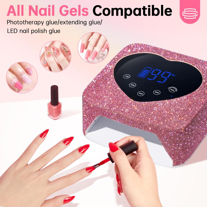 CHRISTINE SHELLY UV LED Nail Lamp 72W with 5 Timer Settings for Quick Drying Curing of Nail Art and Nail Care，Nail Dryer Gel Polish Light Lamp Pink with Display Auto Sensor for Salon & Home uv lamp