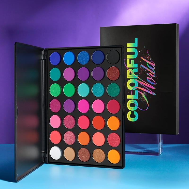 Rainbow Eyeshadow Palette, Professional 35 Bright Colors Matte Shimmer Makeup Palette, Highly Pigmented & Waterproof - Gentle, Compact