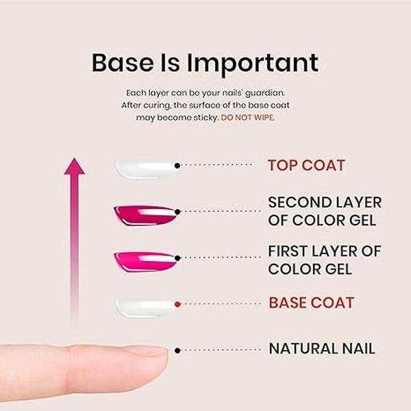 2 Pcs 15ml No Wipe Gel Top Coat and Base Coat Set - Shine Finish and Long Lasting, Soak Off LED Nail Lamp Gel Base Top Coat Finish Nail Art Design Manicure Gifts for Women