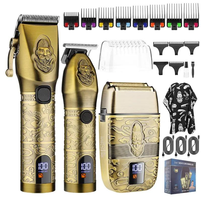 2024 Suttik Professional Hair Clippers for men ，hair clipper set gifts for father & Electric Shavers Razor & Beard Trimmer Hair Trimmer for Men Haircut,3 in 1 Cordless Men's Hair Cutting Kit Barber Clippers and Trimmers Set LCD Display