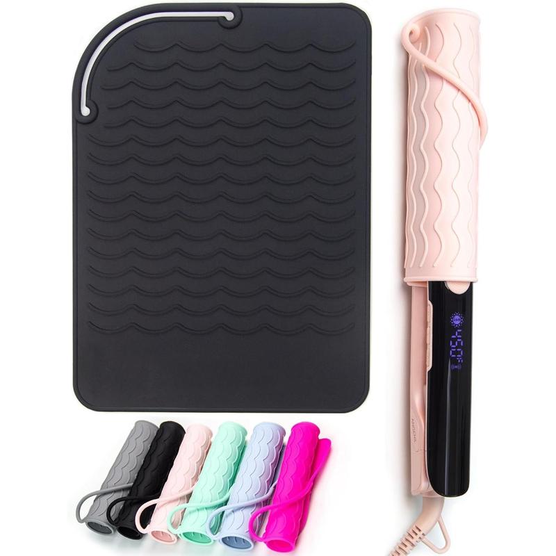 Silicone Heat Mat for Hair Tools - Flat Iron and Curling Iron Pad, Heat-Resistant Travel Case, 9