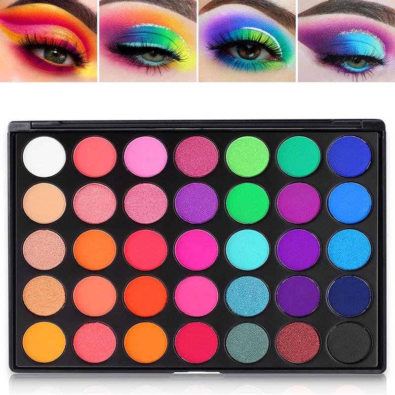 Rainbow Eyeshadow Palette, Professional 35 Bright Colors Matte Shimmer Makeup Palette, Highly Pigmented & Waterproof - Gentle, Compact