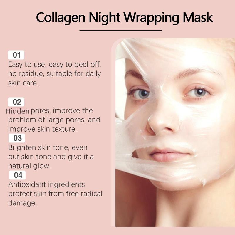 Collagen Night Peel-off Mask, 2 Counts  Long-lasting Moisturizing and Nourishing Tear-off Face Mask, Hydrating & Gentle Skin Care Product for Women