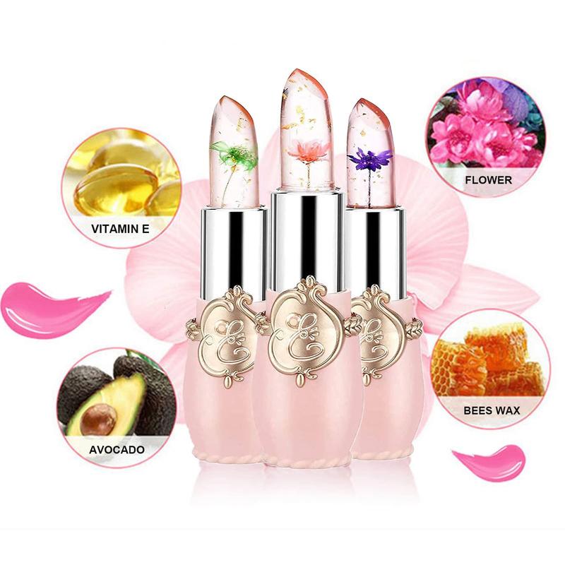 6 Pack Crystal Jelly Flower Lipstick Set, Nutritious Temperature Change Lip Balm Long Lasting Moisturizer Lip Gloss Magic Color Change Lip Stick Set