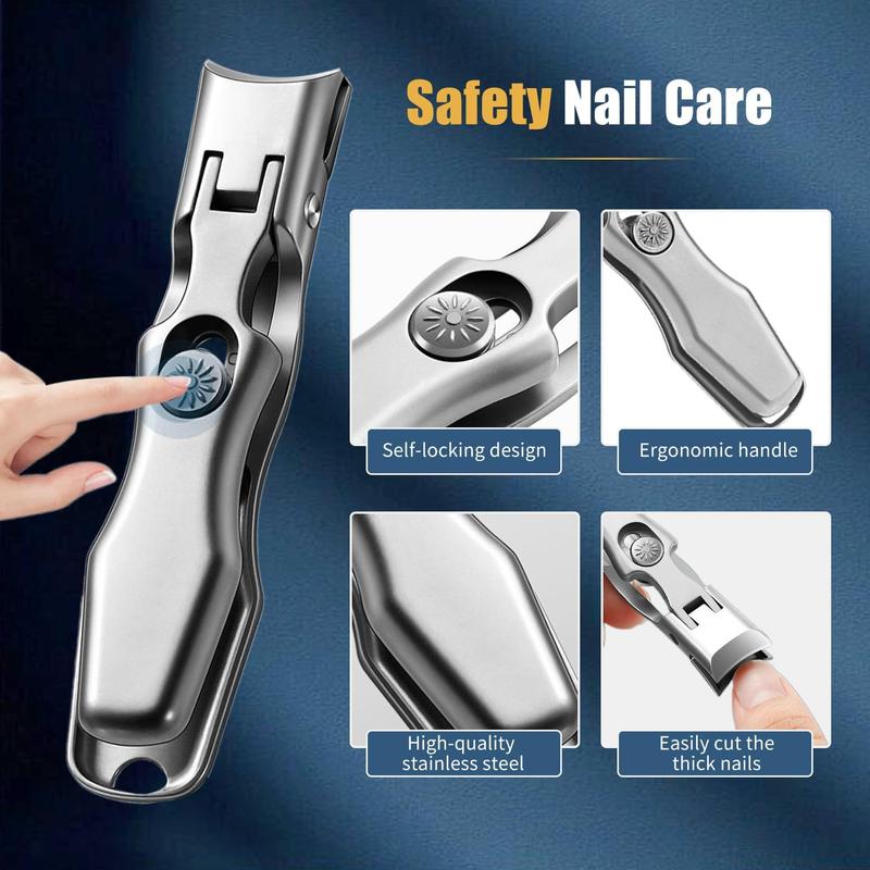 Ultra Wide Jaw Opening Nail Clipper Set,Sharp Stainless Steel Nail Clippers for Tough Nails, Clippers for FingerNails Toenails, Men & Women Nail Art