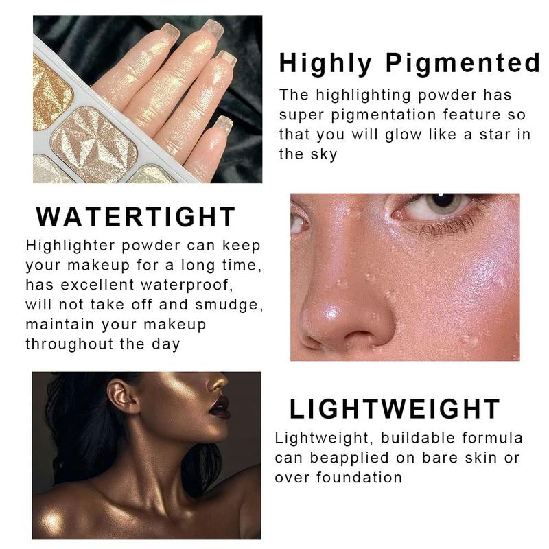 8 Colors Highlighter Makeup Palette for Face Highlighters & Luminizers iluminadores de maquillaje profesional Gold Cheek Diamond Shimmer Stick Glitter Contour Bronzer and Highlighter Palette