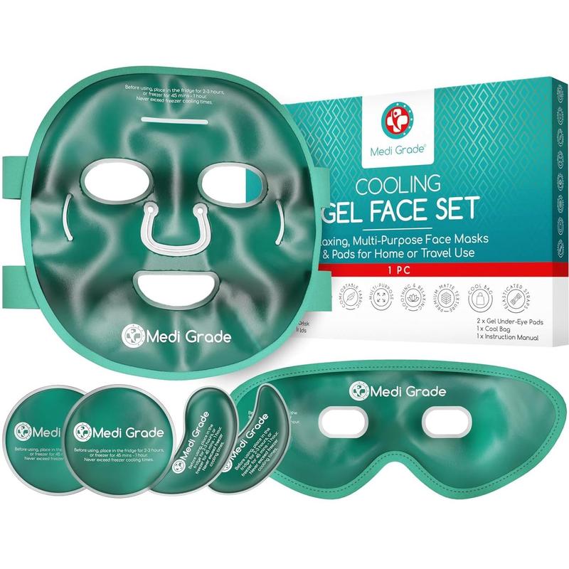 Cooling Ice Face Mask and Cooling Eye Mask for Puffy Eyes & Migraine Relief - Self Care Face Ice Pack with Face Ice Mask Technology - Cooling Face Mask, Eye Pads and Bag Gel Hydrating Relaxing Skin Care