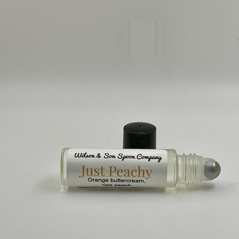 Just Peachy Roll-on Body Oil - Unisex aroma with Orange, Peach, Cinnamon, and Vanilla scents