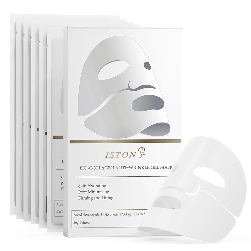 ISTON Ultra-Moisturizing 6-Piece Bio-Collagen Deep Anti-Wrinkle Lifting Mask, a nighttime moisturizing mask for all skin types - minimizes pores, enhances elasticity, firms