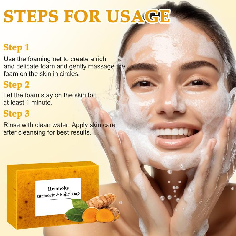 HECMOKS Lemon Turmeric Kojic Acid Soap,Lemon & Turmeric Kojic Acid Soap: Your Dark Spot Remedy