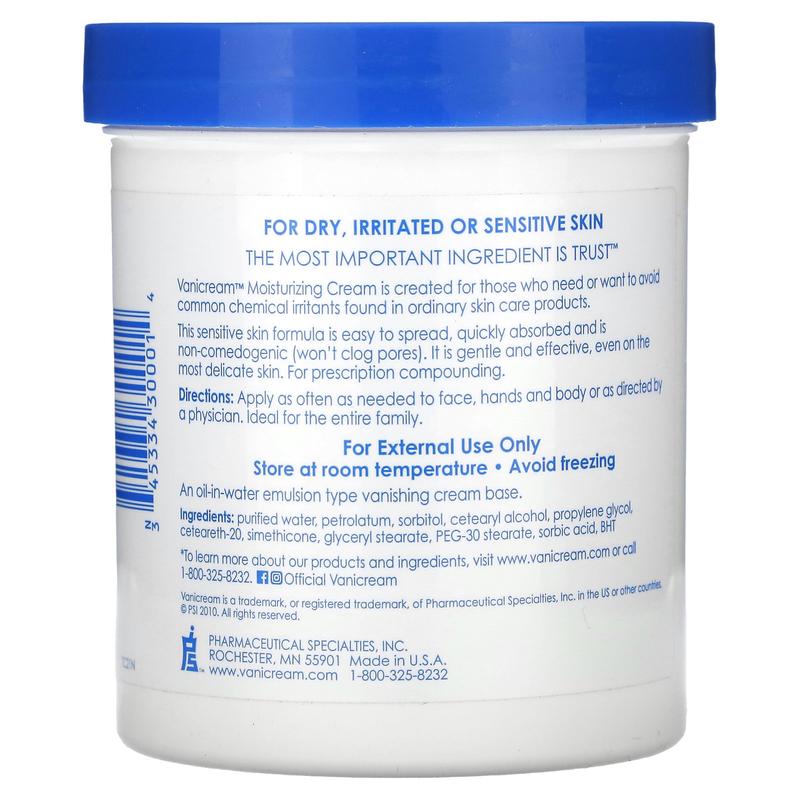 Vanicream Moisturizing Cream, For Dry, Irritated or Sensitive Skin, 1 lb (453 g)