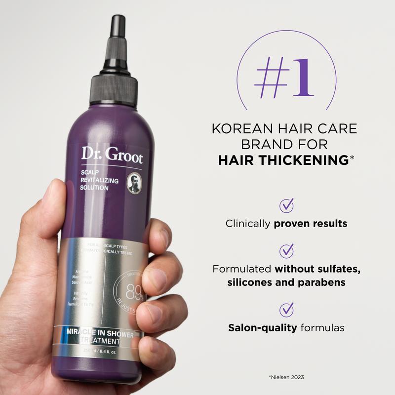 Dr. Groot Scalp Revitalizing Solution Miracle in Shower Treatment for Stronger, Fuller, Healthier Hair Growth Conditioner Shampoo Salicylic Acid