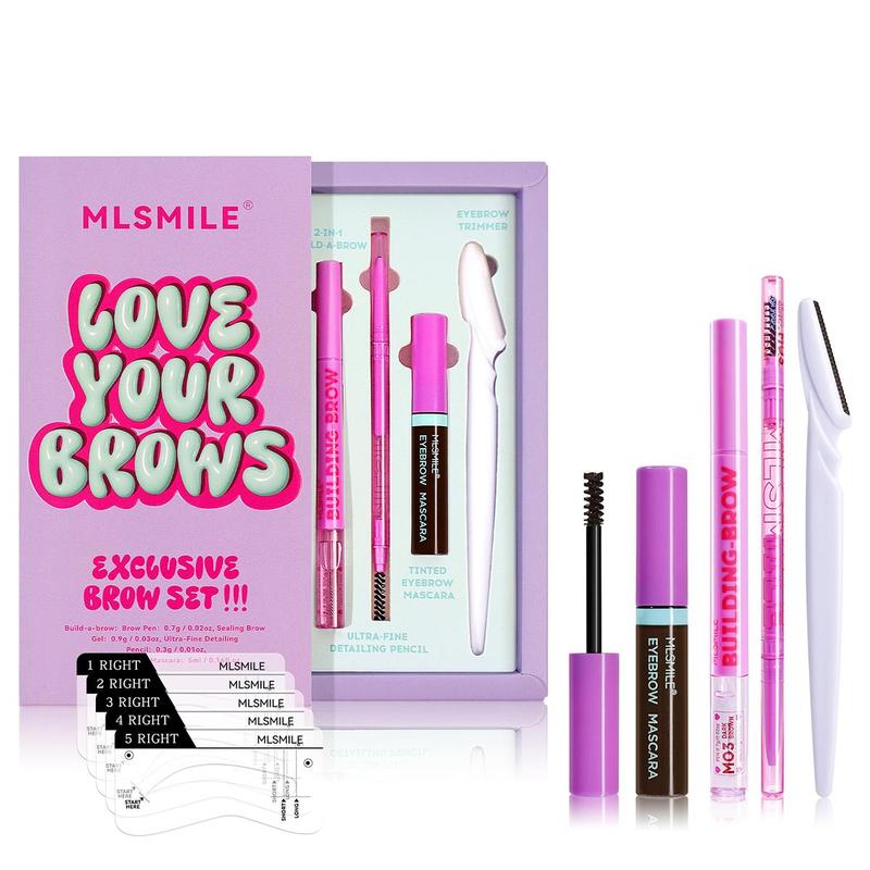 Eyebrow Makeup Set, 1 Set Double-ended Eyebrow Pencil & Eyebrow Gel & Tinted Eyebrow Mascara & Eyebrow Card & Eyebrow Trimmer, Eye Brow Makeup Tool