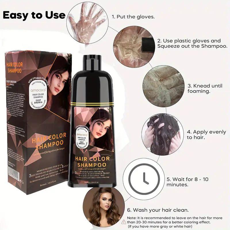 Hair dye Shampoo, Quick hair dye,hair care, Fruity aroma, Various colors available, 3-In-1 Plant extracts Natural Shampoo, Long Lasting, Ammonia-Free, Haircare, Mild (500 mL)