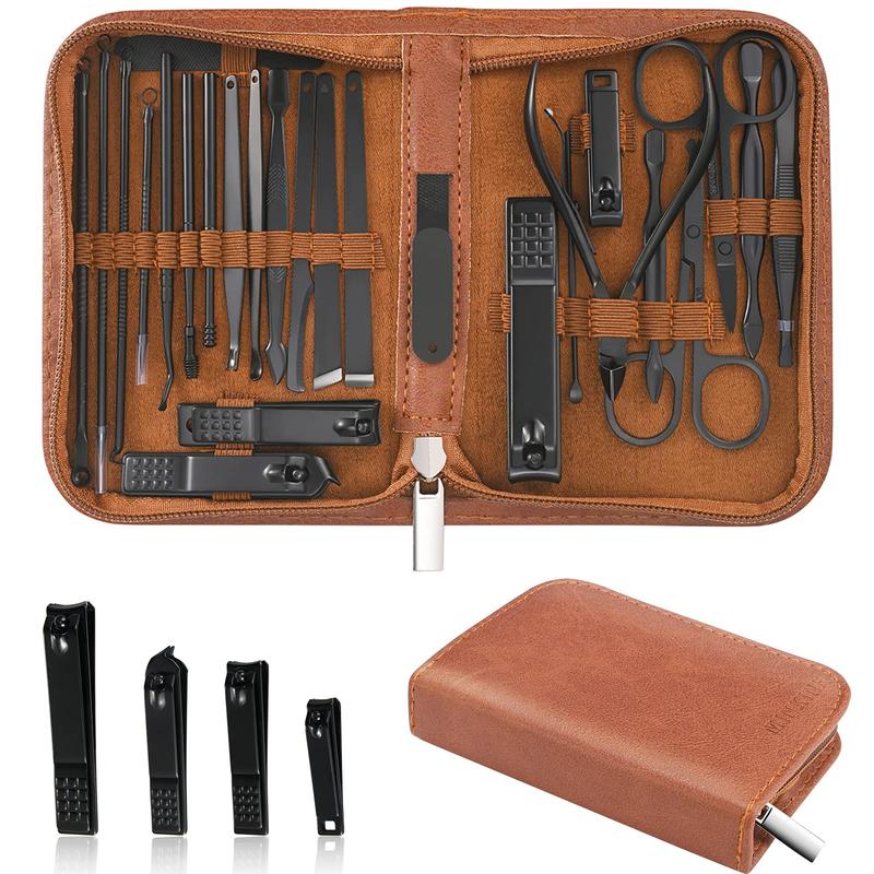 Manicure Set Professional Nail Clipper Kit-26 count Stainless Steel Manicure Kit,Nail Care Tools with Luxurious Travel Case