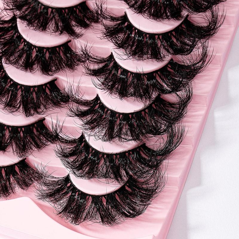 25mm D Curl False Eyelashes, 7 Pairs set Natural Curling Faux Cluster Eyelashes for Lashes Extensions, Thick False Eyelashes for Women and Girls Eye Makeup Enhancement