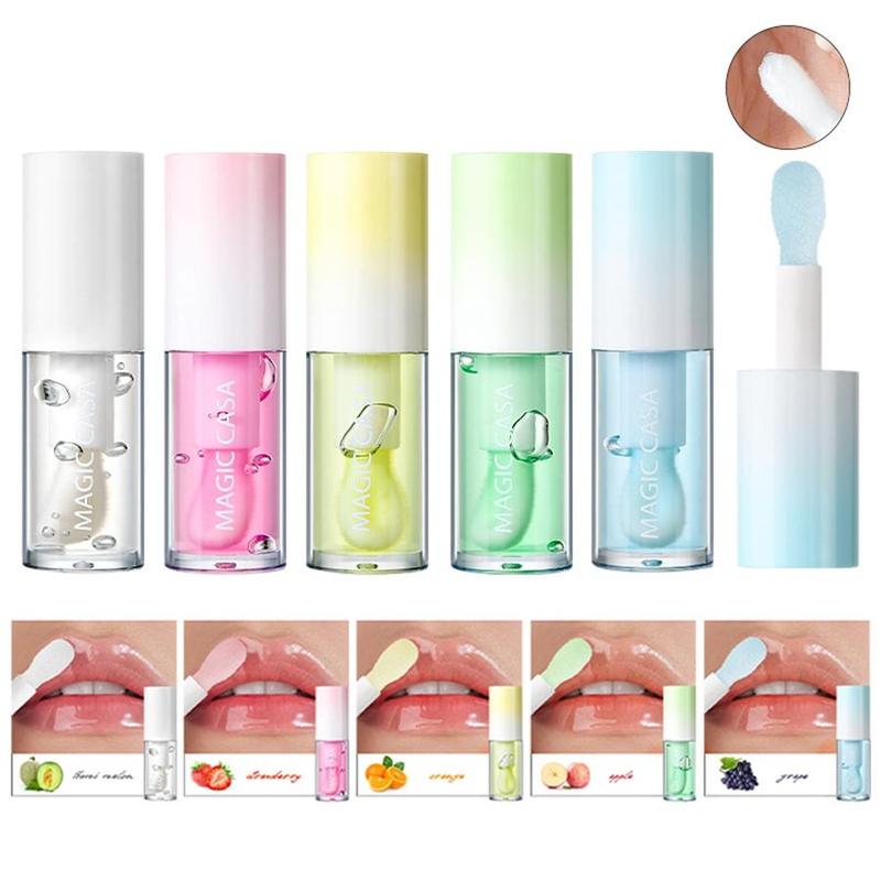 Fruit Flavor Moisturizing Lip Balm, 5 Counts set Hydrating Lip Gloss, Lip Care Product for Women & Girls