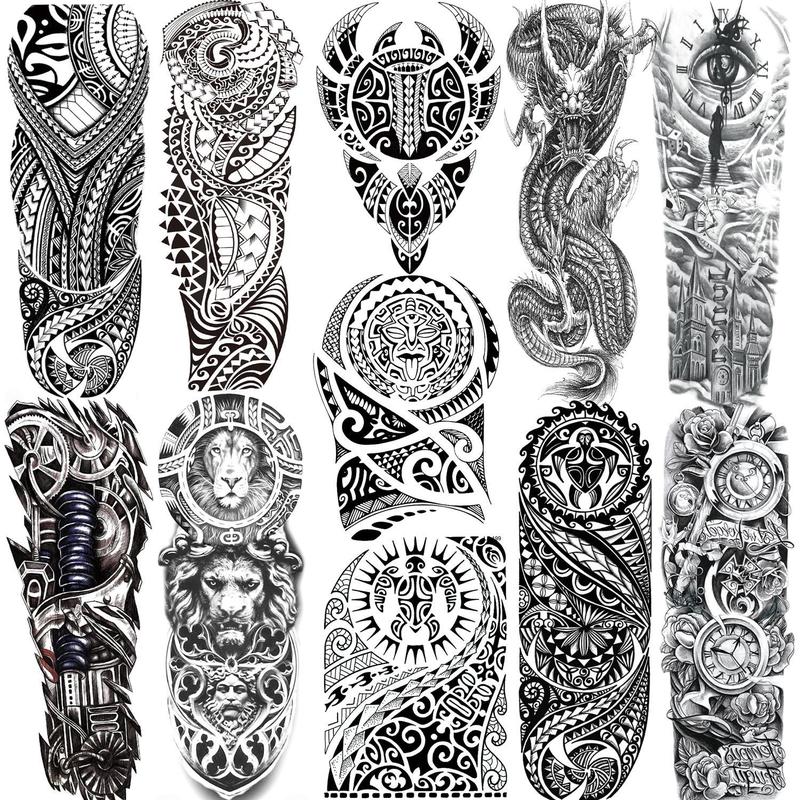 Maori Temporary Fake Tattoos Sticker, 11 Sheets Waterproof Long Lasting Tattoo Sticker, Body Art Decoration For Men & Women, Fake Tattoos Custom