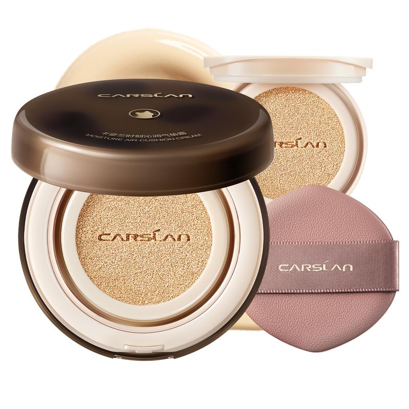 CARSLAN Lasting Air Cushion Cream Face Foundation Makeup, Lightweight, Medium to Full Coverage, Semi-Matte, Long-Lasting Oil Control Finish Foundation, For Oil Skin (Refill Included)