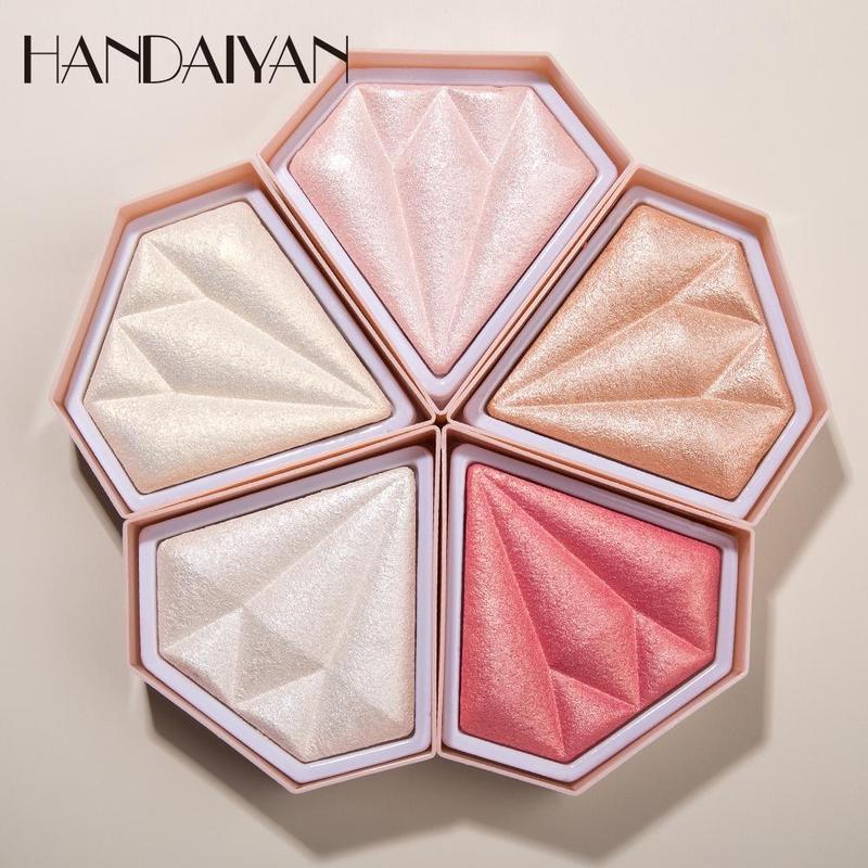 Diamond Shaped Glowing Powder, Glitter Highlighter Palette, Shimmering Highlighter Pearly Makeup Powder, Facial Brightening Nose Contouring Powder