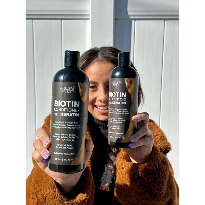 SOULSPA PURE Biotin Shampoo and Conditioner Set with Keratin Haircare Nourishing Haircare Nourishing Cleanser Cleansing