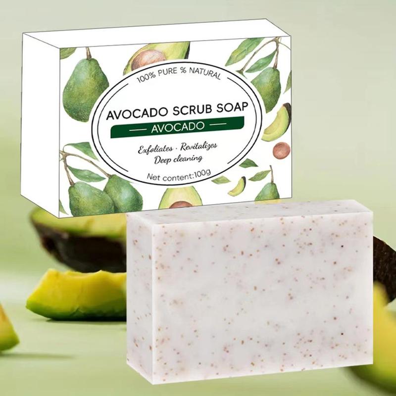 Avocado Scrub Soap, 1 Count Moisturizing Facial & Body Cleanser, Exfoliating Soap for Face & Body