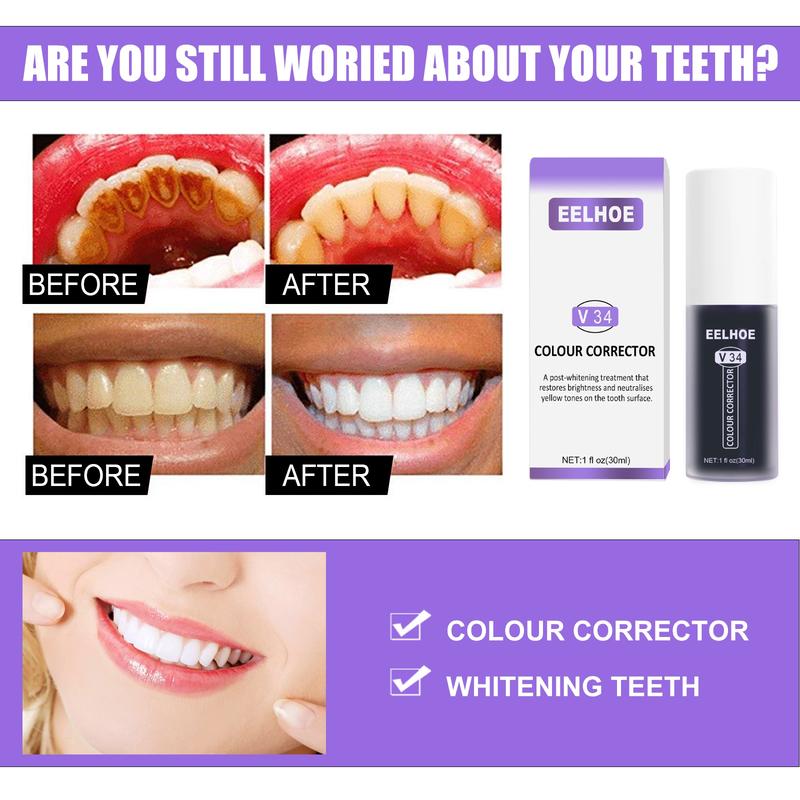 ANV34 Teeth Whitening Toothpaste Oral Whitening Cleans Tooth Stains Whitening Teeth Purple Toothpaste