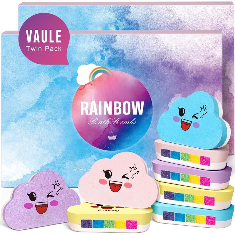 Rainbow Cloud Bath Bomb Gift Set, Bulk Kids Bath Bombs for Toddler Girls Individually Wrapped, Natural Bubble Bath Bombs for Kids Stocking Stuffers Halloween Christmas Birthday Gifts for Kids