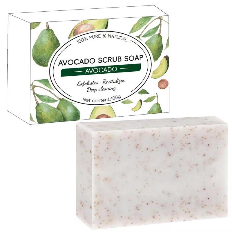 Avocado Scrub Soap, 1 Count Moisturizing Facial & Body Cleanser, Exfoliating Soap for Face & Body