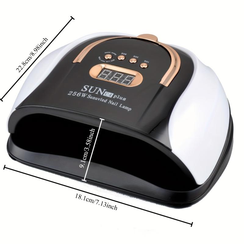 Professional 256W High-Power UV LED Nail Lamp - Four Timing Settings, Automatic Sensor, and Advanced Nail Art Curing Technology for Salon-Quality Results at Home