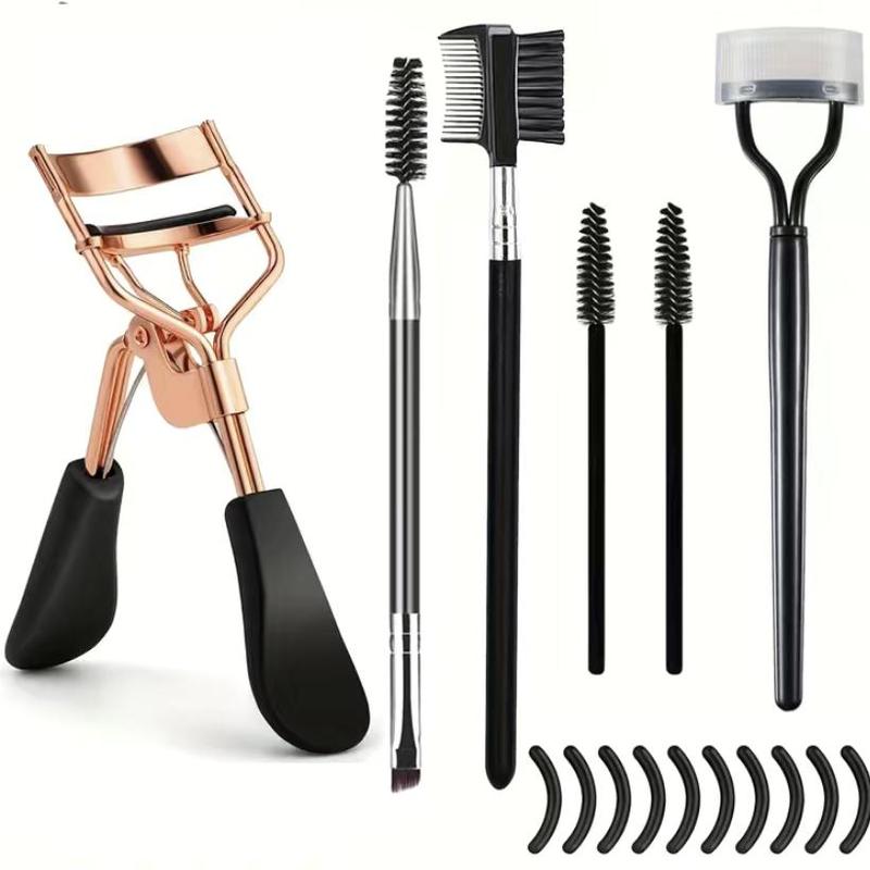 Eye Makeup Tool Set, 16pcs Including Eyelash Curler & Eyelash Comb Separator & Mascara Brush & Double-ended Eyebrow Brush & Curler Replacement Pad, Summer Gift, Makeup Set